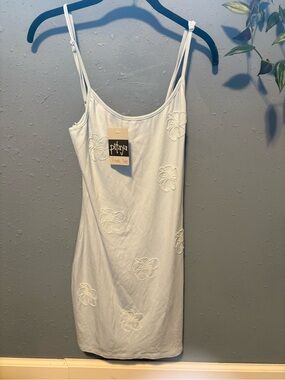 Pitaya Women's Light Blue Embroidered Slip Dress